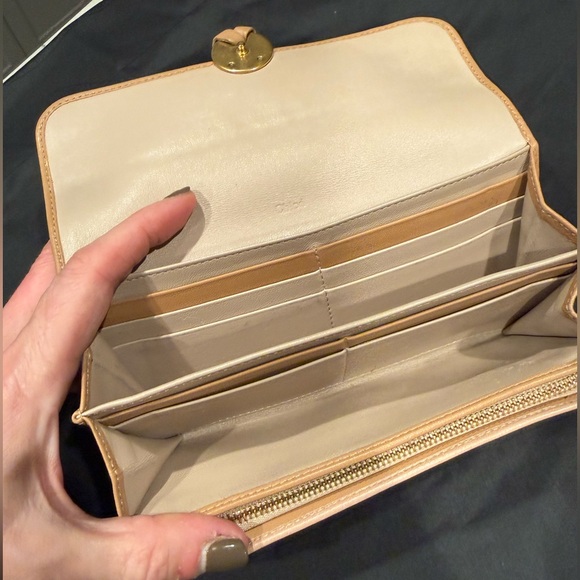 Chloe Indy Continental Flap Wallet Blush Pink Grained Leather Logo Closure - Picture 8 of 16